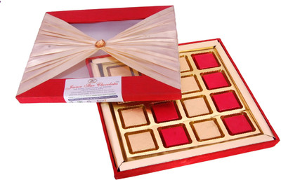 

Jainco Star Chocolates Bow Box 4 Type of Chocolate Gift Pack Red and Golden Caramels(16)