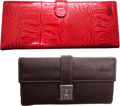 

Lady bar Casual Red, Brown Clutch, Brown;red