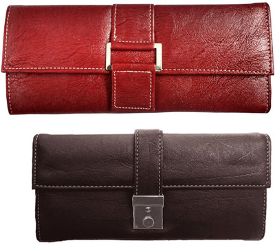 

Lady bar Casual Red, Brown Clutch, Brown;red