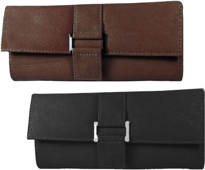 LADY BAR Casual Brown, Black  Clutch(Pack of: 2)