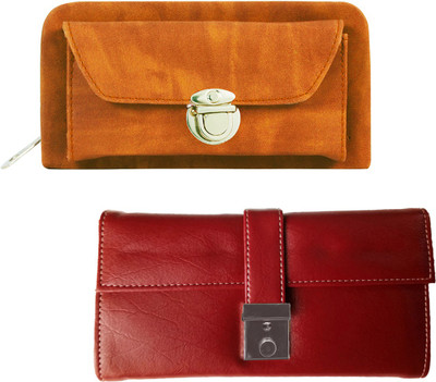 

Lady bar Casual Tan, Red Clutch, Red;tan