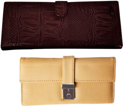 Lady bar Casual Brown, Beige Clutch, Beige;brown