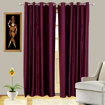 

Snuggle 215 cm (7 ft) Polyester Door Curtain (Pack Of 2)(Plain, Purple)