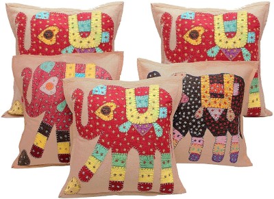 Rastogi Handicrafts Cotton Cushions & Pillows Cover(Pack of 5, 41 cm*41 cm, Gold)