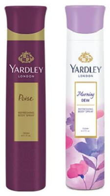 Yardley London Poise and Morning Dew Combo Pack 2 Deodorant Spray - For Women(150 ml, Pack of 2)