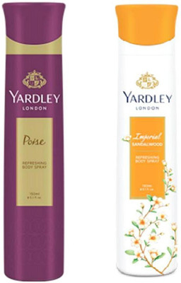 

Yardley London Poise and Sandalwood Combo Pack 2 Deodorant Spray - For Women(150 ml, Pack of 2)