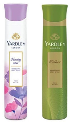 

Yardley London Morning Dew and Feather Combo Pack 2 Deodorant Spray - For Women(150 ml, Pack of 2)