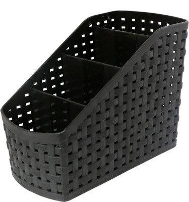 CSM 4 Compartments Plastic Pen Stand(Black) CSM 4 Compartments Plastic Pen Stand(Black)