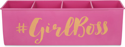 

Elan 3 Compartments Powder Coated Steel Desk Organiser(Pink)