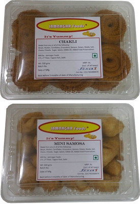 

Jamnagar Foods CHAKLI & MINI SAMOSA 500 GM EACH Combo(2)