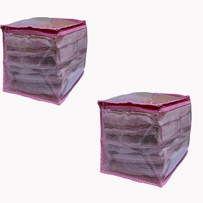

Shagar Fashion Saree Cover Pink-3 Pink Net Transparent Premium Set of 2 pc(Pink)