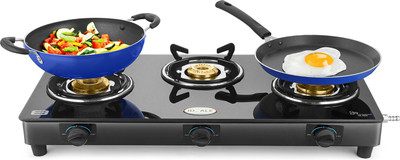 Ideale Triox-KT Steel Manual Gas Stove(3 Burners)