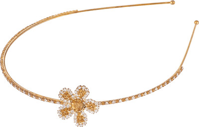 

AccessHer Rhinestone Studded Golden Metal Head band for Girls and Women Hair Band(Gold)