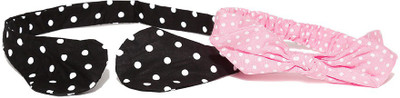 

Golden Peacock Girls Set of 2 Polka Dot Print Head Band(Pink, Black)
