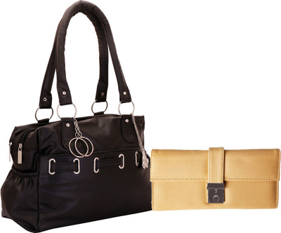 

Lady bar Hand-held Bag(Black, Beige), Beige;black