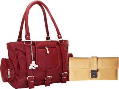 

Lady bar Hand-held Bag(Maroon, Beige), Beige;maroon
