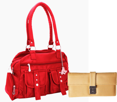 

Lady bar Hand-held Bag(Red, Beige), Beige;red