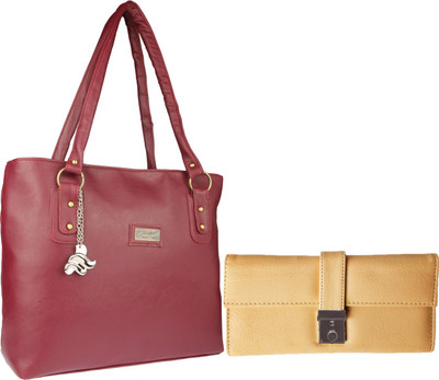 

Lady bar Hand-held Bag(Maroon, Beige), Beige;maroon