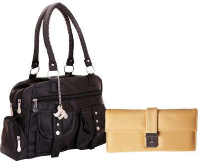 

Lady bar Hand-held Bag(Black, Beige), Beige;black