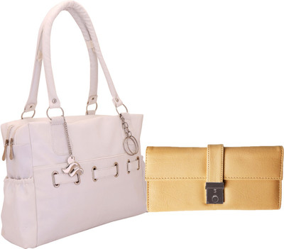 

Lady bar Hand-held Bag(White, Beige), Beige;white