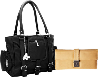 

Lady bar Hand-held Bag(Black, Beige), Beige;black