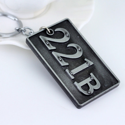 

24x7 Premium Sherlock Holmes 221B Double Sided 3D Metal Keychain Matt Silver with Realistic Detailing Key Chain