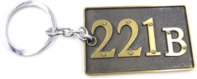 

24x7 Premium Sherlock Holmes 221B double sided 3D Metal Keychain Matt Gold with Realistic Detailing Key Chain