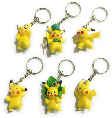 

24x7 Set Of 6 Pcs Pokemon Go Pikachu Premium 3D Pvc Keychain size 4 cm Limited Edition Yellow Lustre With Realistic Detailing Key Chain