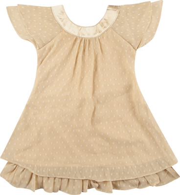 Hunny Bunny Girls Mini/Short Casual Dress(Beige, Cap Sleeve) Flipkart