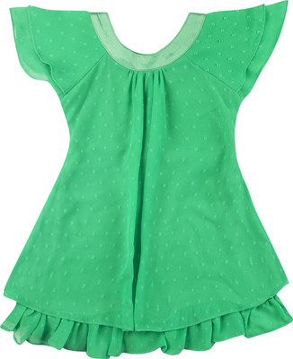 Hunny Bunny Girls Mini/Short Casual Dress(Green, Cap Sleeve) Flipkart
