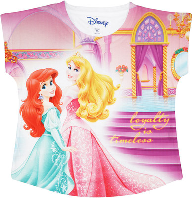 DISNEY PRINCESS Girls Casual Polycotton Top(Multicolor, Pack of 1)
