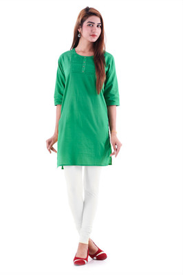 ZAISHA Women Solid Straight Kurta(Dark Green)