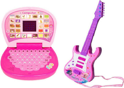 

MN OVERSEAS Musical Guitar with Learning Laptop for kids(Pink)