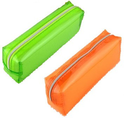 

Dragon Plain Fluorescent Green & Orange Art Plastic Pencil Boxes(Set of 2, Multicolor)