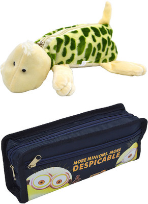

Hrinkar Cartoon Animal and Printed Art Plastic Pencil Boxes(Set of 2, Multicolor)