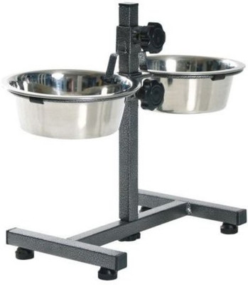

Petshop7 1020 Mlx2 Bowls Medium Dog Double Dinner Set With Stand Stainless Steel Pet Bowl(1020 ml Silver)