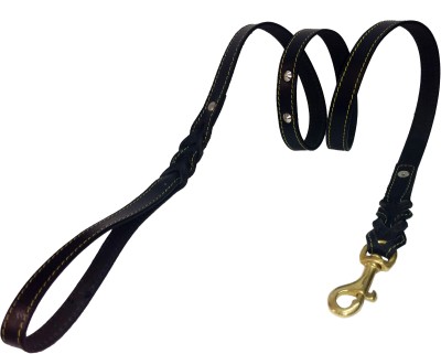 

Petshop7 Handmade Braided Leather Dog Leash (5 Feet x 3/4 inch) 152 cm Dog Cord Leash(Black)