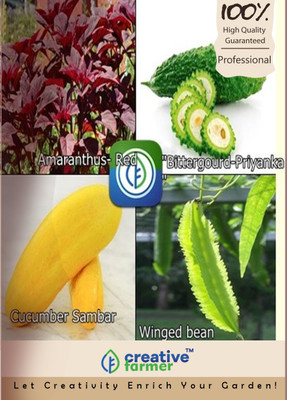 

Creative Farmer Amaranthus- Red,Bittergourd-Priyanka,Cucumber Sambar,Winged bean Seed(10 per packet)