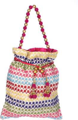 

Mahadev Exports Multi Color White Base Potli Round Potli(Multicolor)