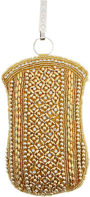 

Bagaholics Ethnic Raw Silk Saree Clutch Waist Clip Ladies Purse Gift For Women Mobile Pouch(Gold)