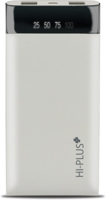 

HI-PLUS 20000 mAh Power Bank (H100 ON A grade Lithium Polymer with Digital, Display)(White, Lithium Polymer)