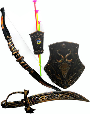 

HALO NATION Bahubali Warrior Set - Knights Fancy Dress Kids Cosplay - Bow Archery , King's Sword ,Hand Armour and Shield