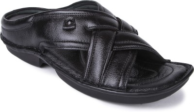 Feather Leather Men Black Sandals