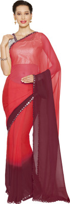 Divastri Plain Fashion Synthetic Georgette Saree(Red, Maroon) Divastri Plain Fashion Synthetic Georgette Saree(Red, Maroon)