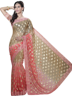 De Marca Printed Fashion Chiffon Saree(Red, Brown) Flipkart