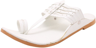 

shopeetown Rajwadi Men White Kolhapuri Design Leather Ethnic Kolhapuris For Men(White