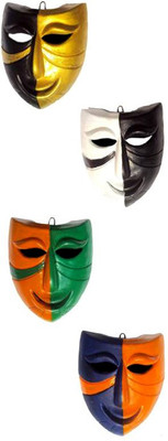 

Rasoh village hand artz drcorative moon halloween wall hanging masks Decorative Showpiece - 34 cm(Terracotta, Multicolor)