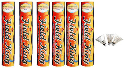 

Indecon Fieldking Shuttlecock- Pack of 60 Feather Shuttle - White(Medium slow, 76, Pack of 10)