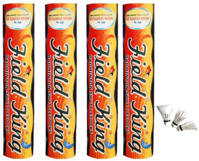 

Indecon Fieldking Shuttlecock- Pack of 40 Feather Shuttle - White(Medium slow, 76, Pack of 10)