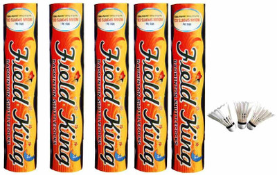 

Indecon Fieldking Shuttlecock- Pack of 50 Feather Shuttle - White(Medium slow, 76, Pack of 10)
